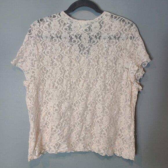 Vintage Lace Top Size 3X Fairy Coquette  Light Pink Beaded Sequin Dainty Cottage - Picture 3 of 10